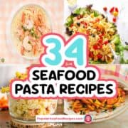 Seafood pasta dish with shrimp and creamy sauce, perfect for seafood lovers.